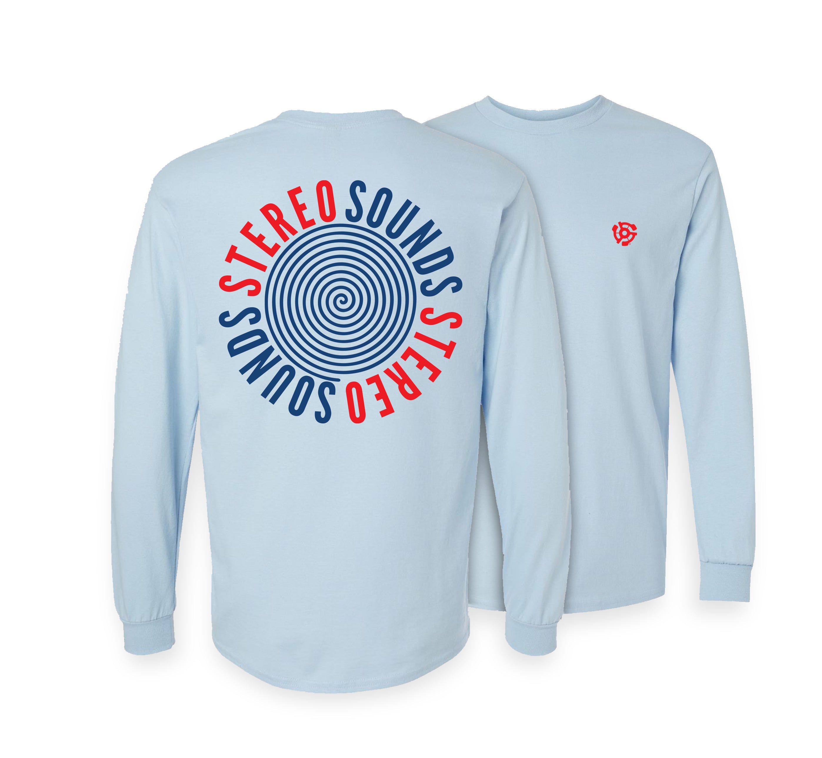 Stereo Sounds Spiral Long Sleeve Tee - Light Blue