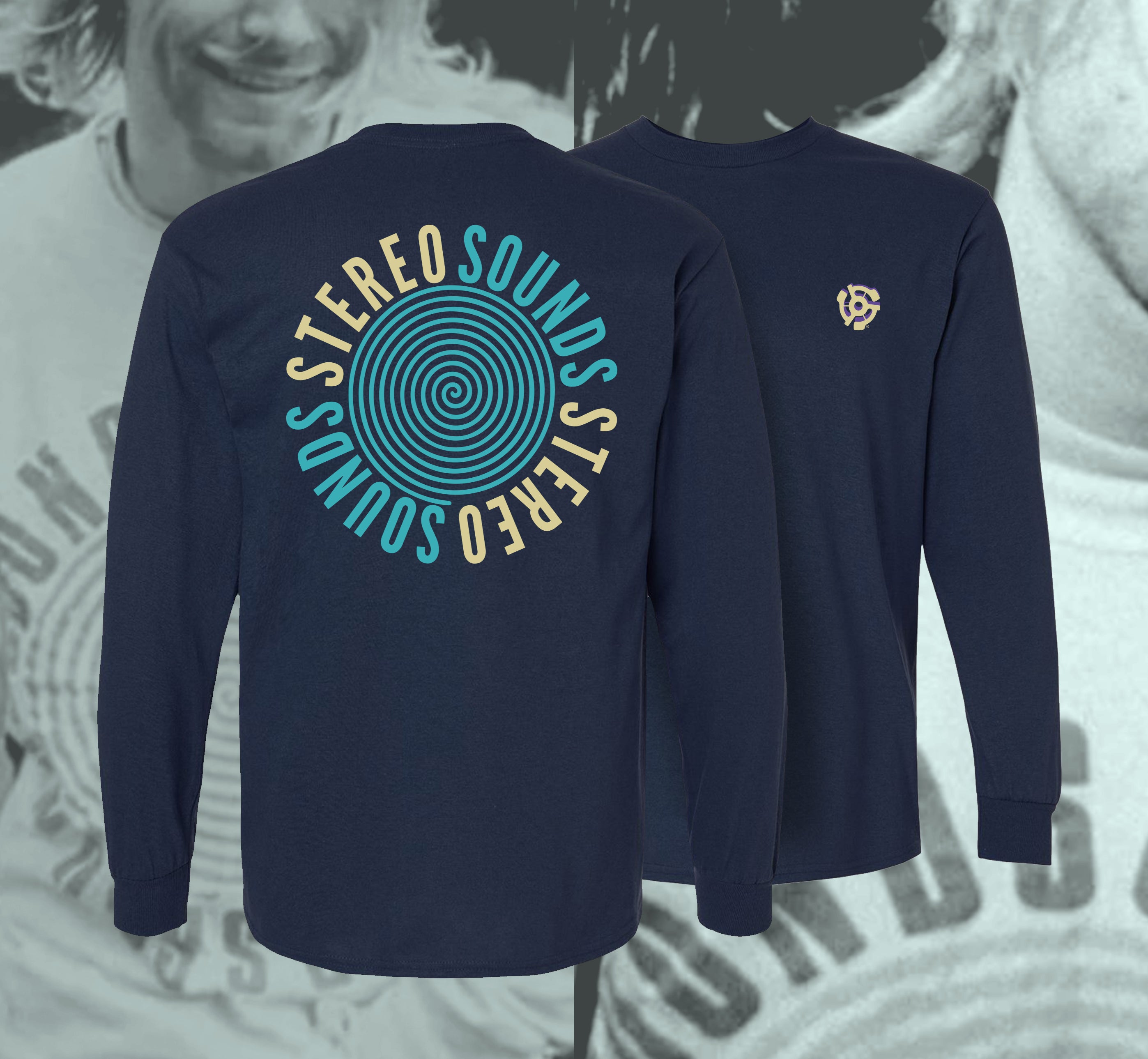 Stereo Sounds Spiral Long Sleeve Tee - Navy