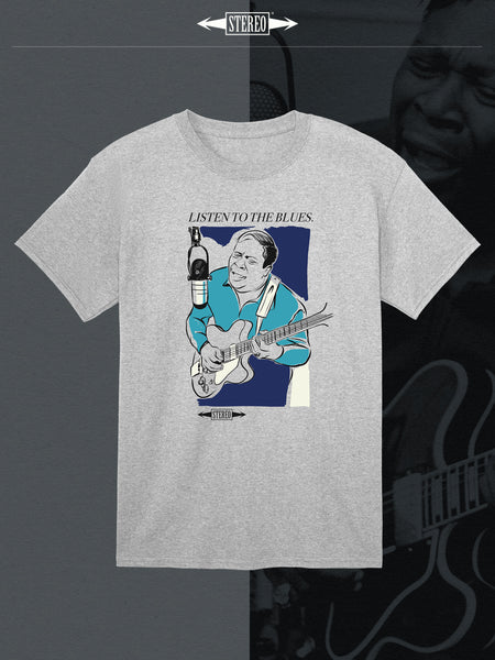 Listen To The Blues Tee Heather Grey Stereo Skateboards